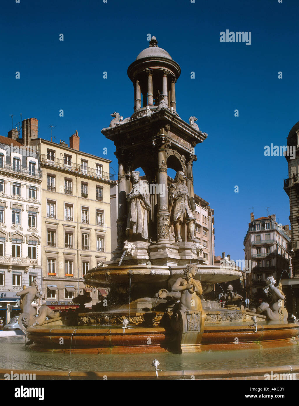 France, region of Rhone nightmare, Lyons, city centre, Jacobins well Europe, south Eastern France, Department the Rhone, town, city, houses, buildings, structures, place of interest, part of town, Old Town, UNESCO-world cultural heritage, well, Place de Jacobins Fountain, centre, city centre Stock Photo
