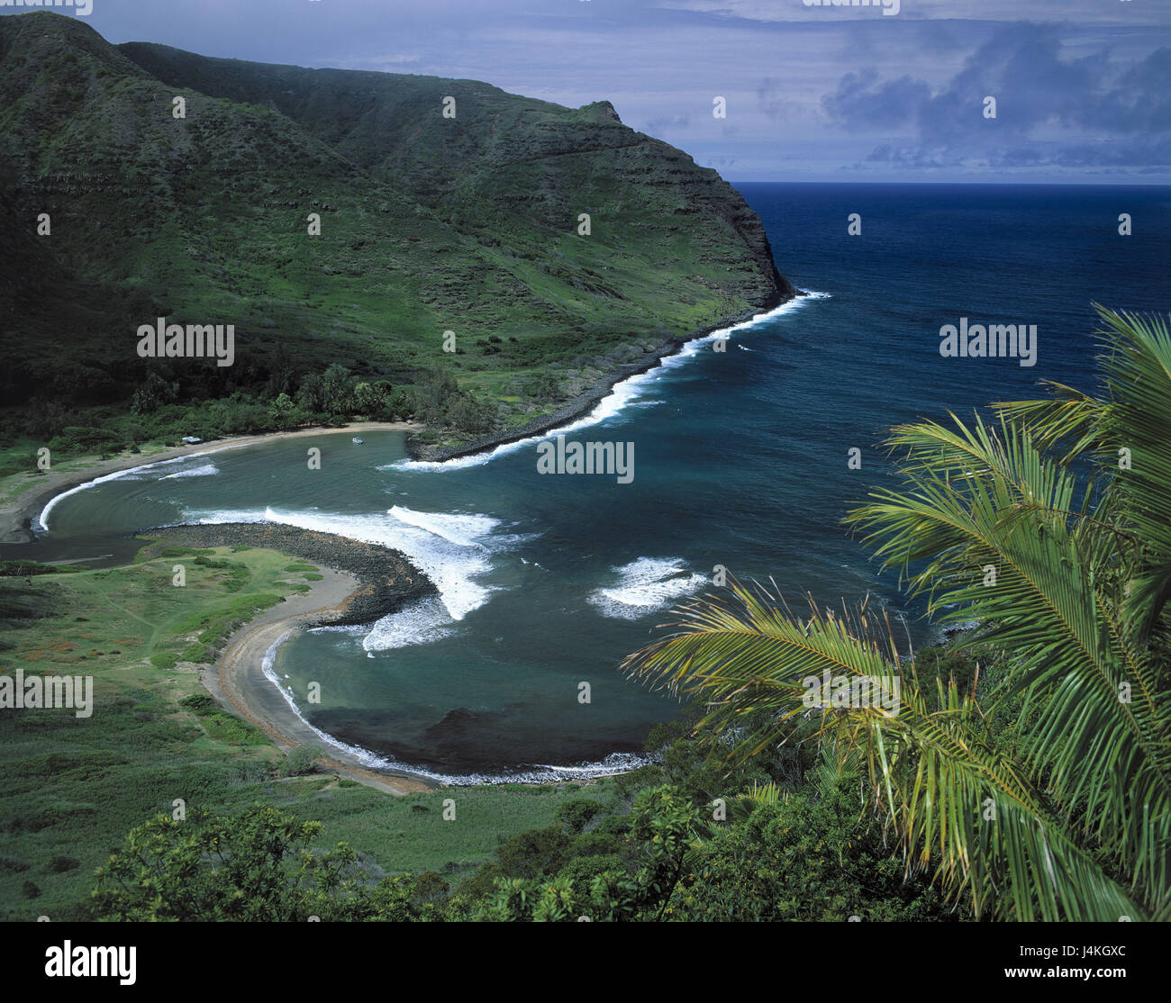 The USA, Hawaii, quay Molo, the east, coastal scenery, overview the United States of America, island, the Pacific, east coast, coast, bile coast, scenery, beach, sea, ocean, lava beach Stock Photo