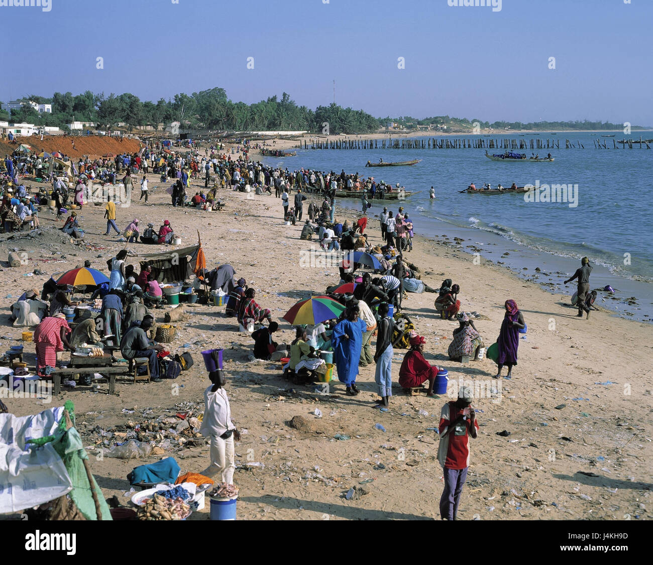 Senegal, Mbour city, beach, fish market sandy beach, market, sales, fish Stock Photo