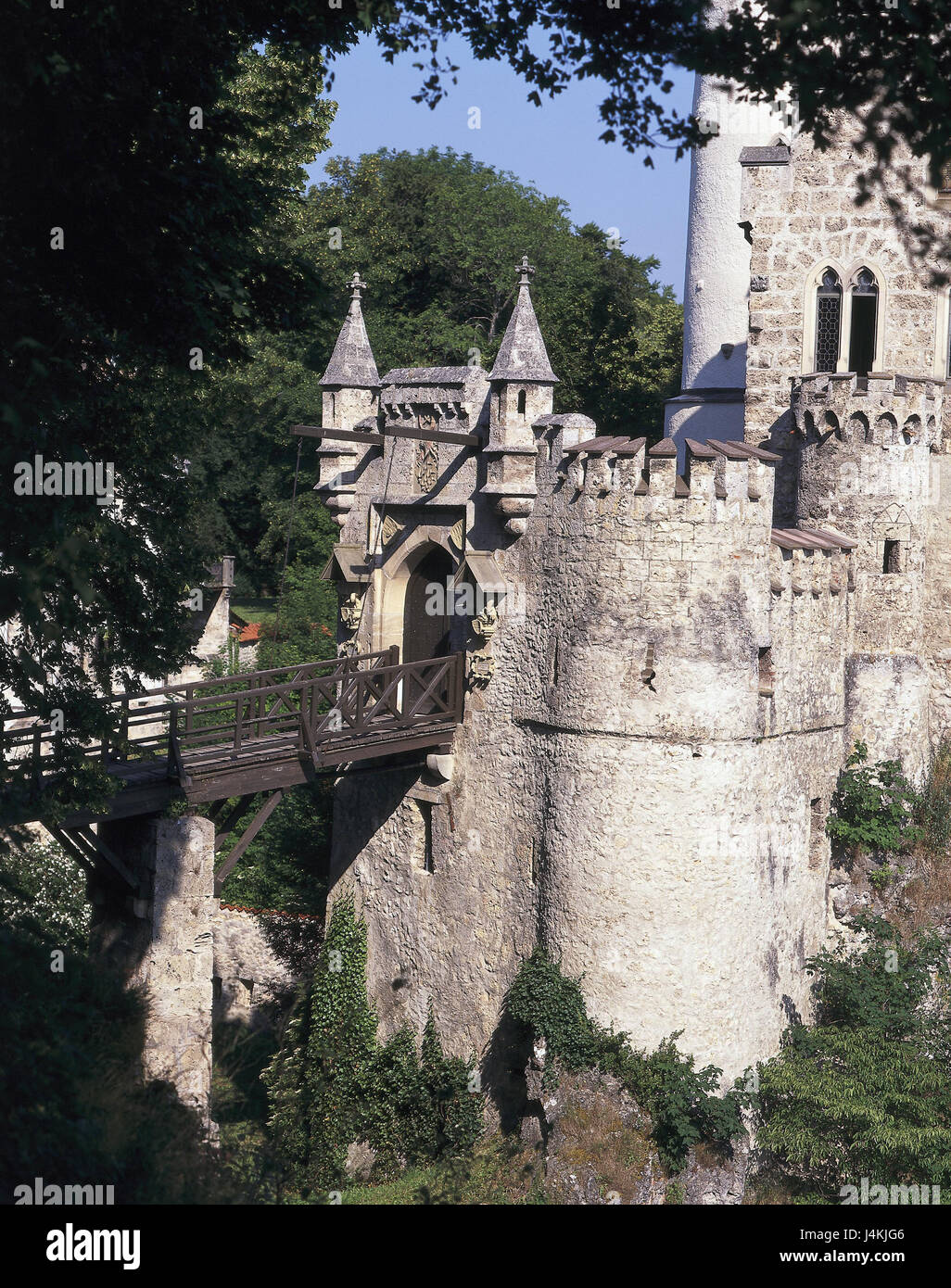 Germany, Swabian nightmare, lock bright stone, drawbridge Europe ...