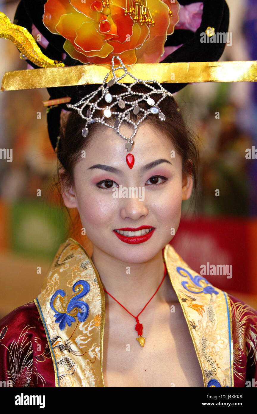 China, woman, headdress, national costume, portrait, gesture, no model ...