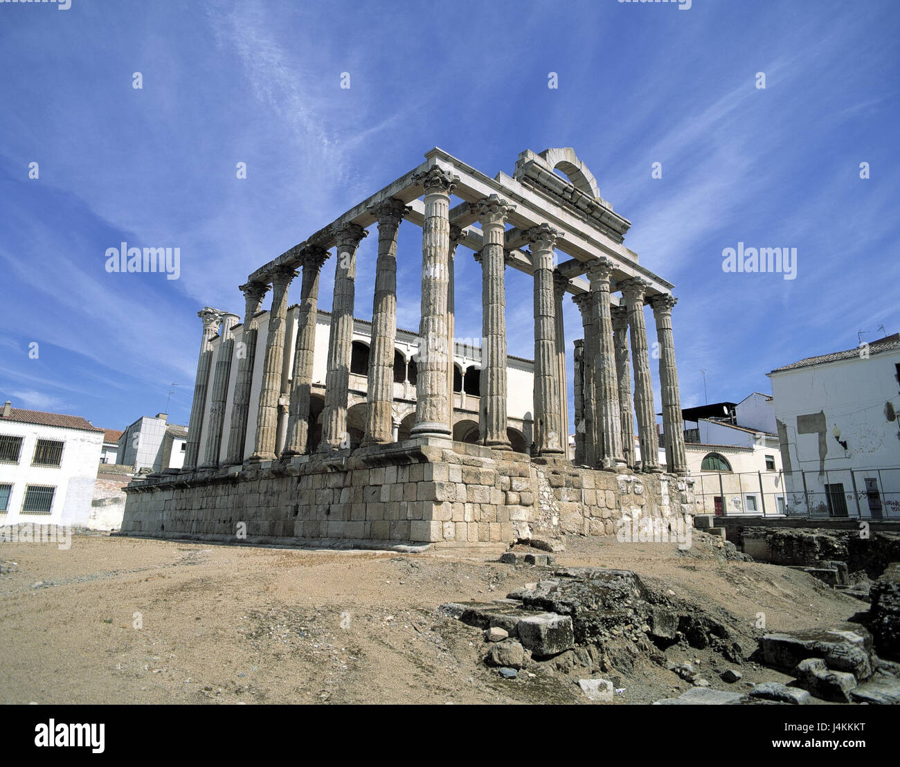 Spain, ex-diaeresis dura, Merida, Diana temple outside, province, Badajoz, Merida temple, temple, archeology, UNESCO-world cultural heritage, culture Stock Photo