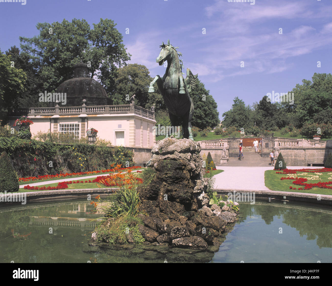 Austria Salzburg Castle Mirabell Garden Visitor Europe Stock