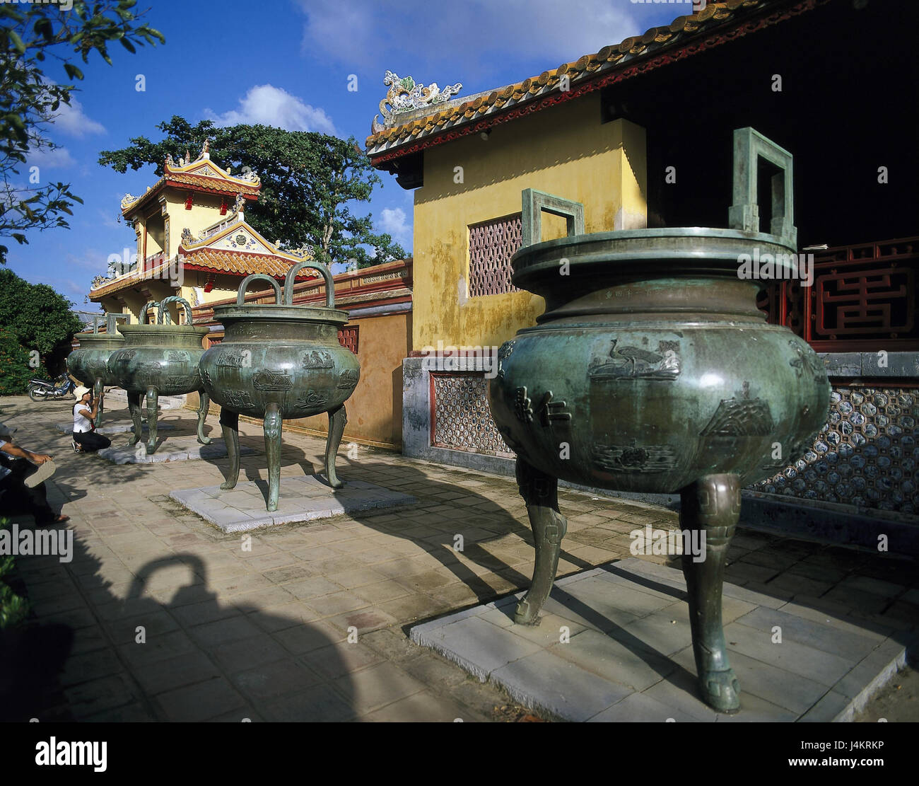 Vietnam, Gee up, Forbidden City, Nine dynasties urns outside, Asia, imperial city, place of interest, forbidden violet town, University of Technology of Cam Thanh, bronze urns, faith, monument, 'Nine countries, nine emperors', culture Stock Photo