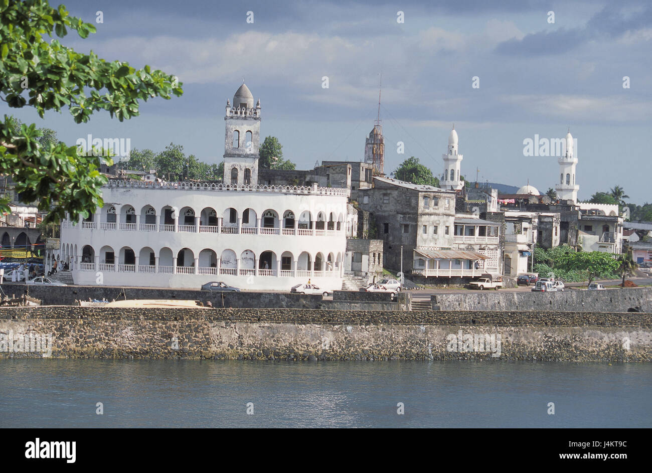 The Comoro Archipelago, island Grand Comore, Moroni, town view, mosques, harbour of Africa, island state, Indian ocean, Njazidja, town, place of interest, townscape, churches, sacred setting, architecture, towers, minarets, faith, religion, Islam, harbour defensive wall Stock Photo