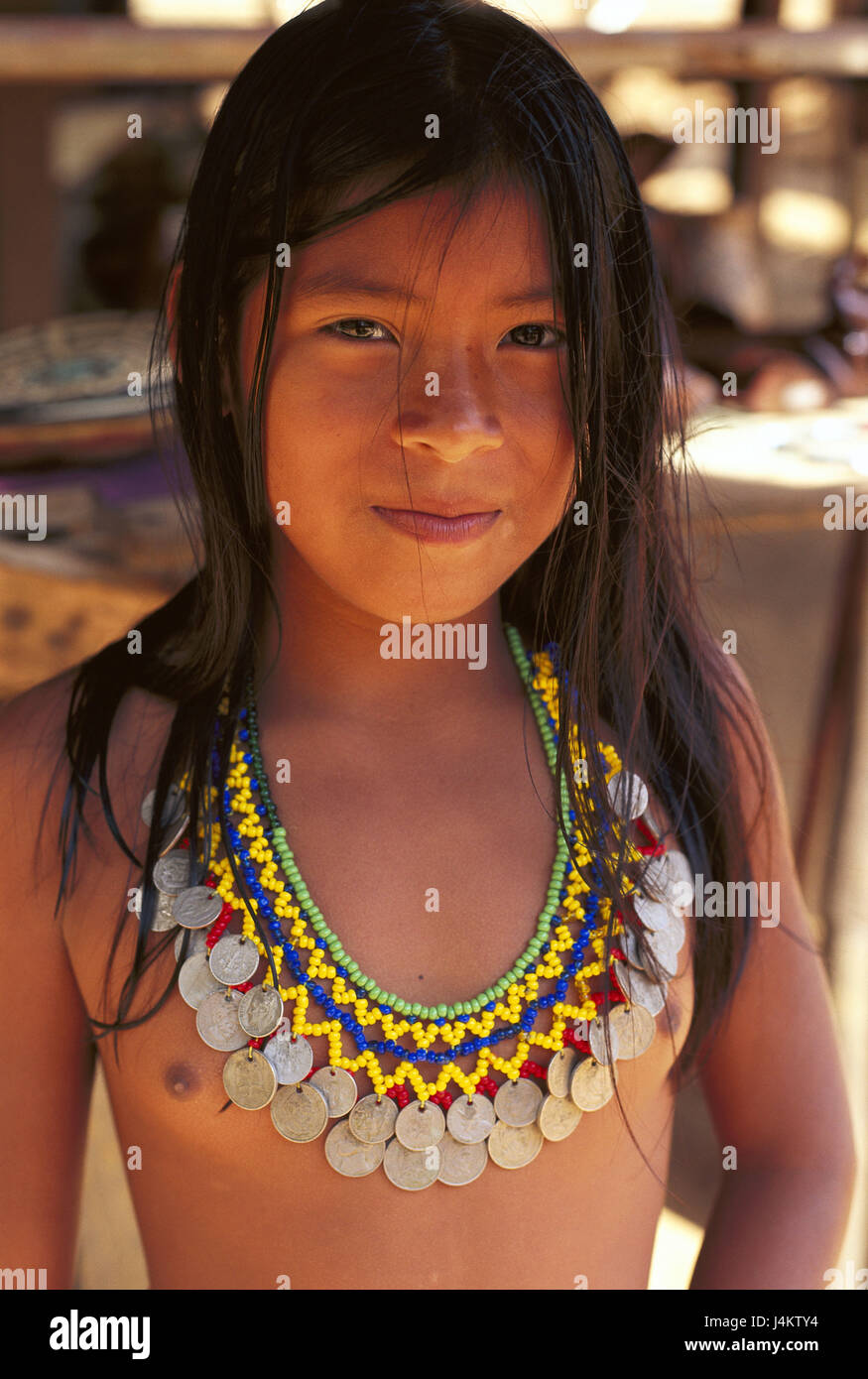 Panama Chagres National Park Embera Indian Girl Portrait No Model Release Central America