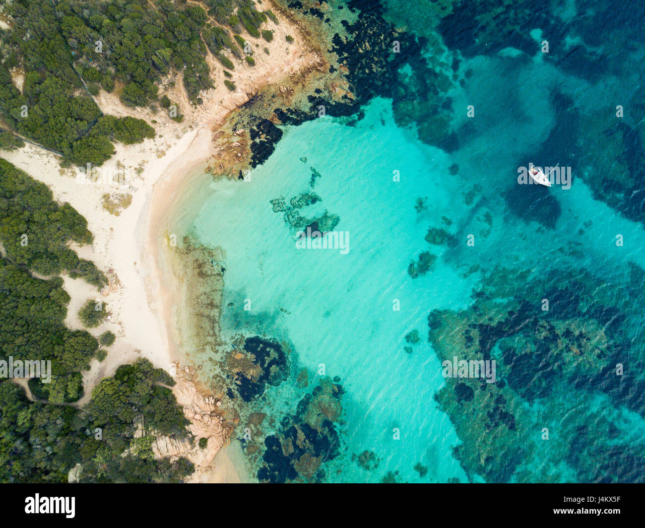 Aerial view of the Sardinian Emerald Coast, with its turquoise sea. Costa  Smeralda in Sardinia Island, is one of the most beautiful and famous coasts  Stock Photo - Alamy