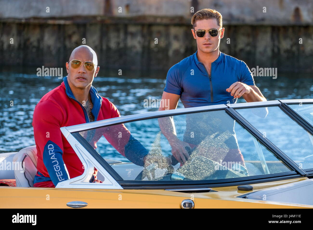 RELEASE DATE: May 26, 2017 TITLE: Baywatch STUDIO: Paramount Pictures DIRECTOR: Seth Gordon PLOT: Two unlikely prospective lifeguards vie for jobs alongside the buff bodies who patrol a beach in California STARRING: Dwayne Johnson as Mitch Buchannon, Zac Efron as Matt Brody. (Credit: © Paramount Pictures/Entertainment Pictures) Stock Photo