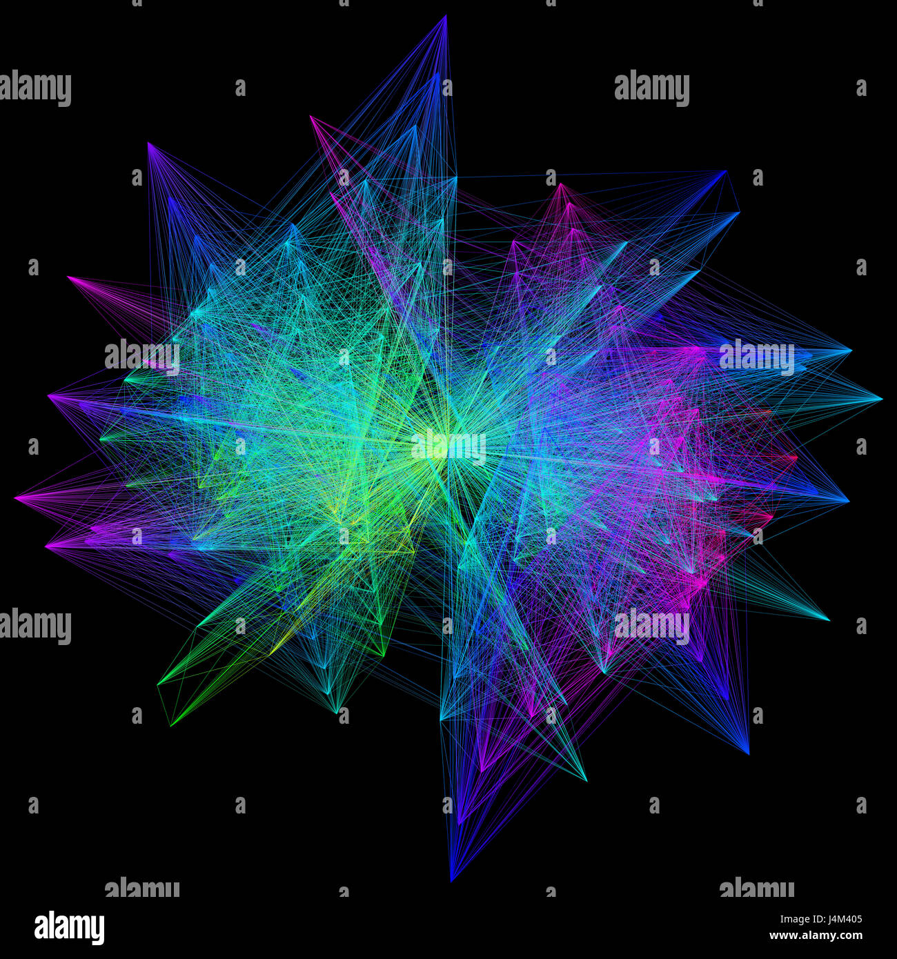 Unique Shape Connection 3D illustration of colored geometric sheme connection structure on ...