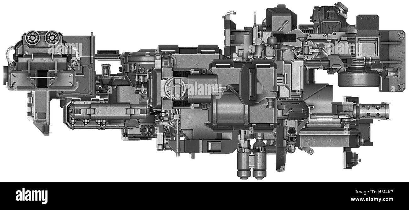 3d illustration of abstract industrial equipment technology mechanism on white background Stock Photo