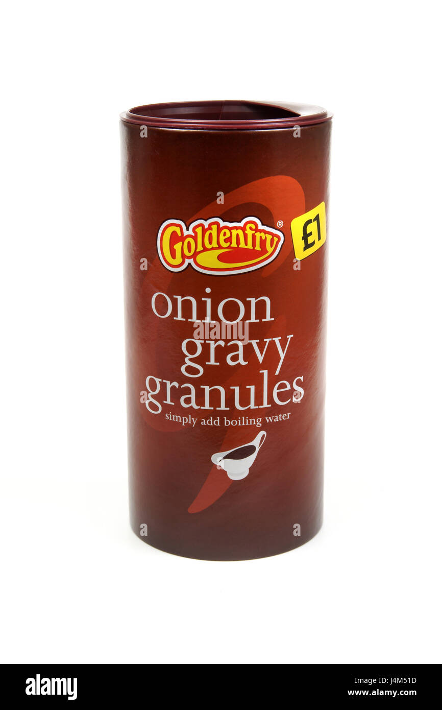Goldenfry Onion Gravy Granules manufactured by Goldenfry Foods a British food manufacturer based in Wetherby, West Yorkshire Stock Photo