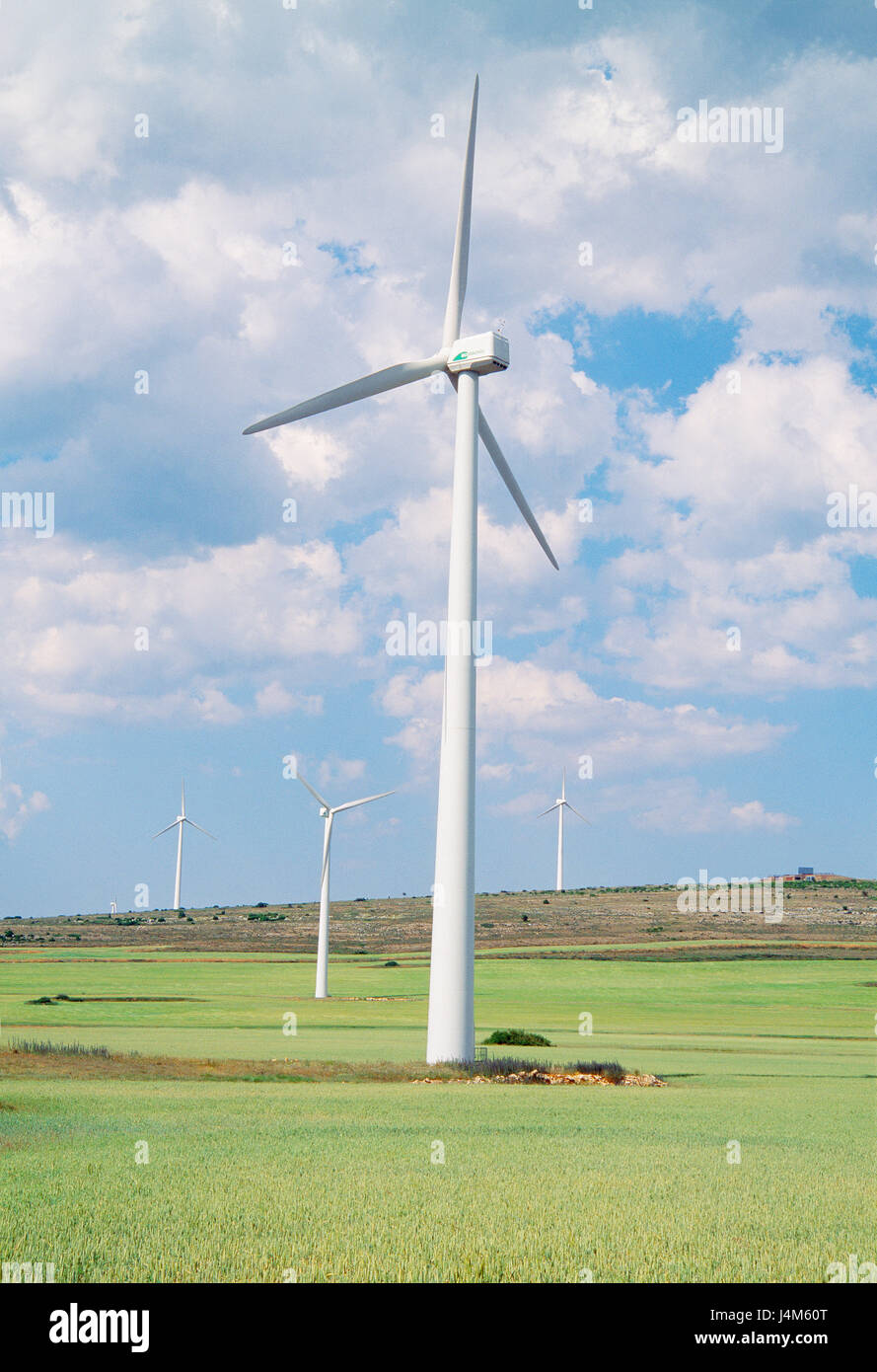 Wind farm. Paramo de Masa, Burgos province, Castilla Leon, Spain. Stock Photo
