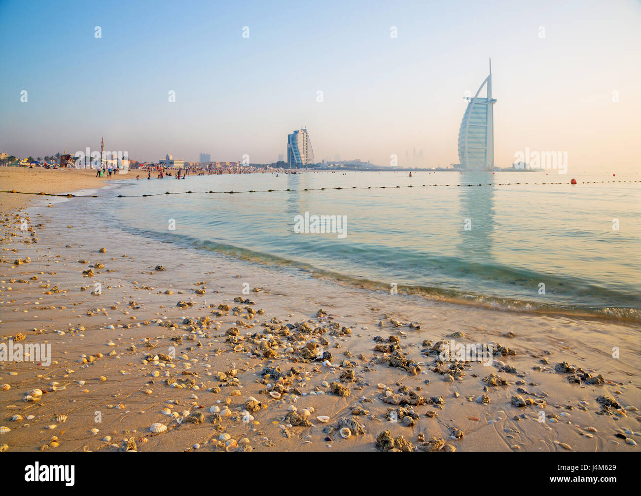 DUBAI, UAE MARCH 30, 2017 The evening skyline with the Burj al Arab