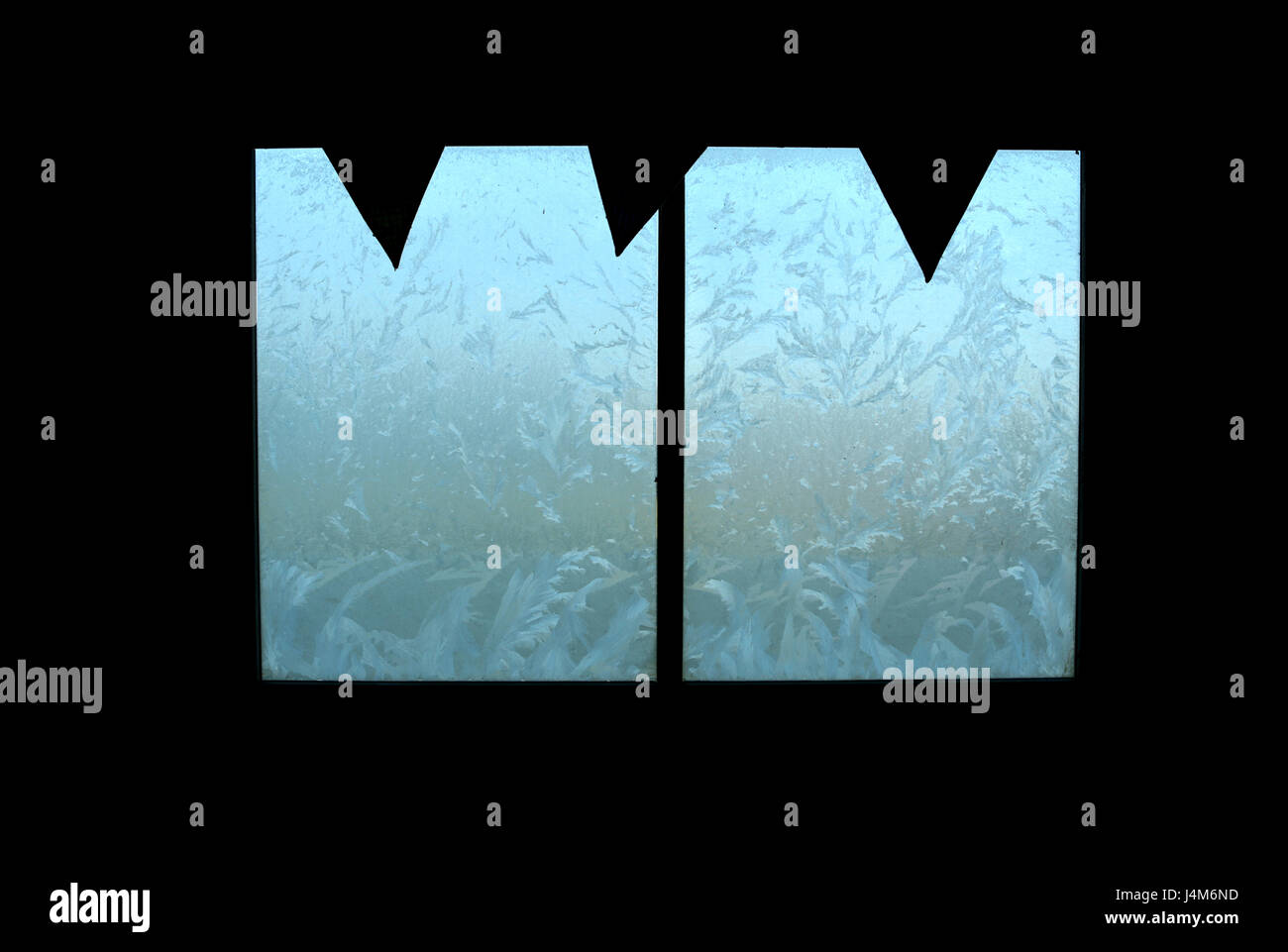 cold frosty frozen window Stock Photo