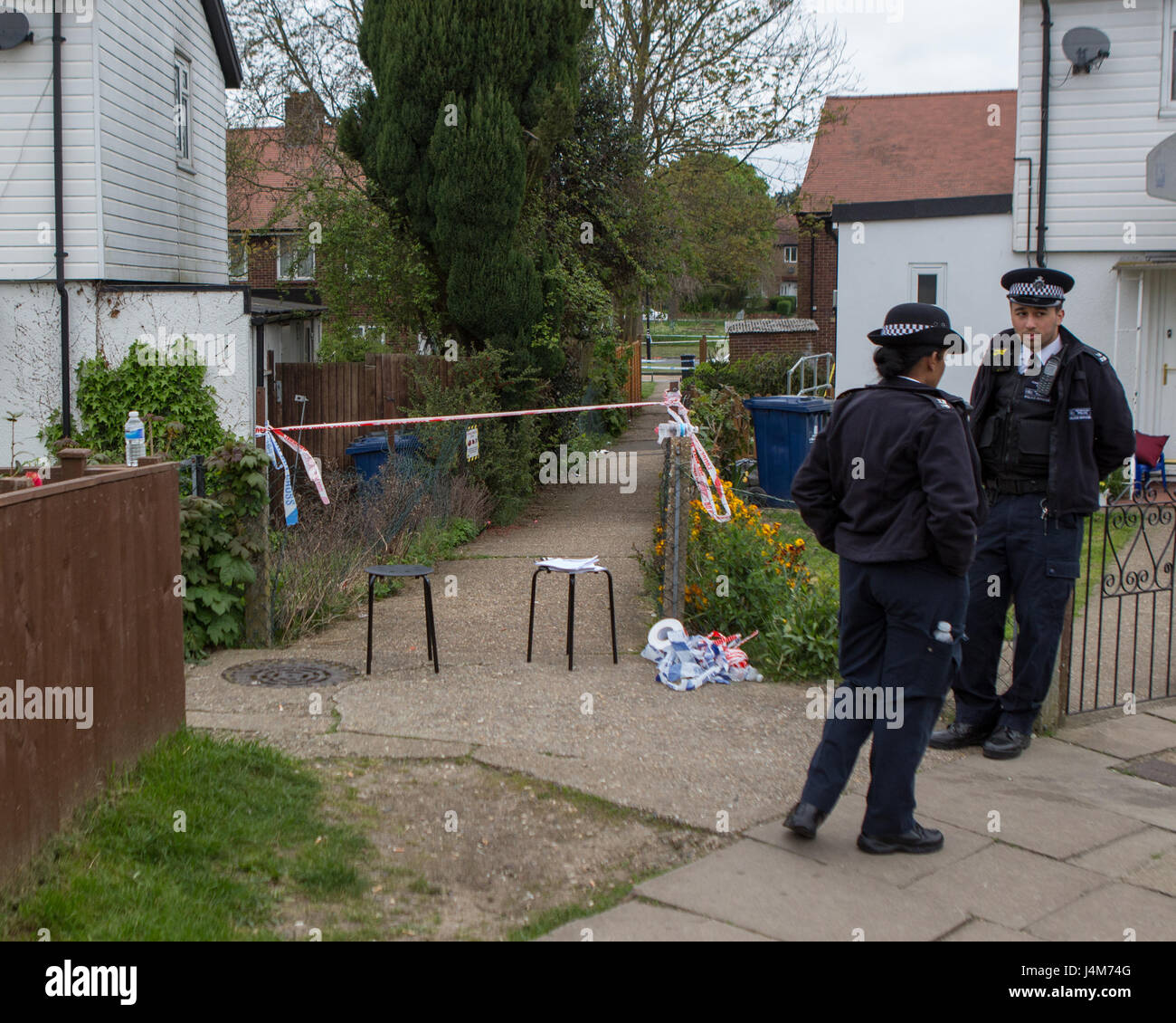 Scene of fatal stabbing of 19 year old Abdullahi Tarabi in Northolt, Middlesex.  Featuring: Atmosphere, View Where: London, United Kingdom When: 12 Apr 2017 Credit: Wheatley/WENN Stock Photo
