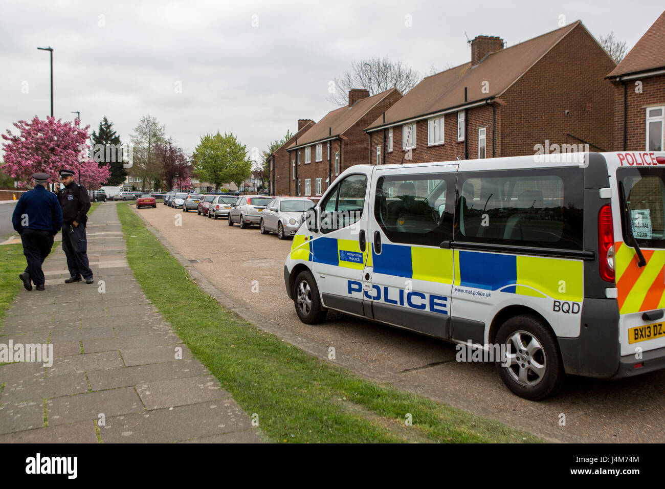 Scene of fatal stabbing of 19 year old Abdullahi Tarabi in Northolt, Middlesex.  Featuring: Atmosphere, View Where: London, United Kingdom When: 12 Apr 2017 Credit: Wheatley/WENN Stock Photo