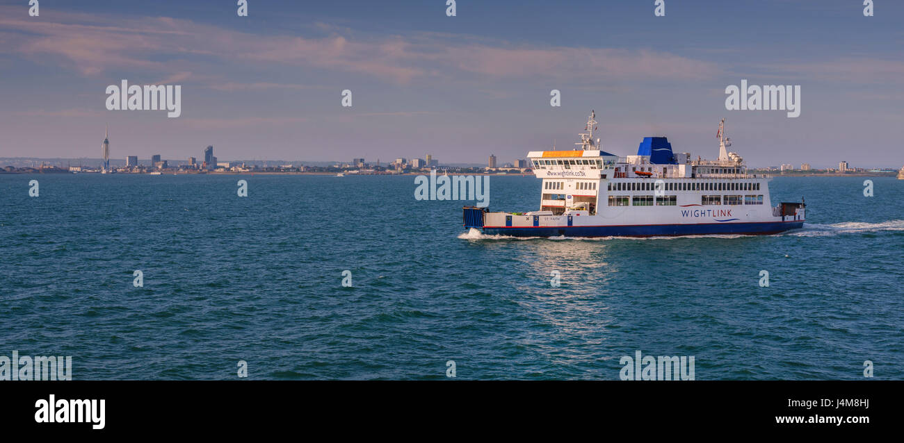 Wightlink ferry St Faith on the Portsmouth to Fishbourne route as it leaves Porstmouth. Stock Photo