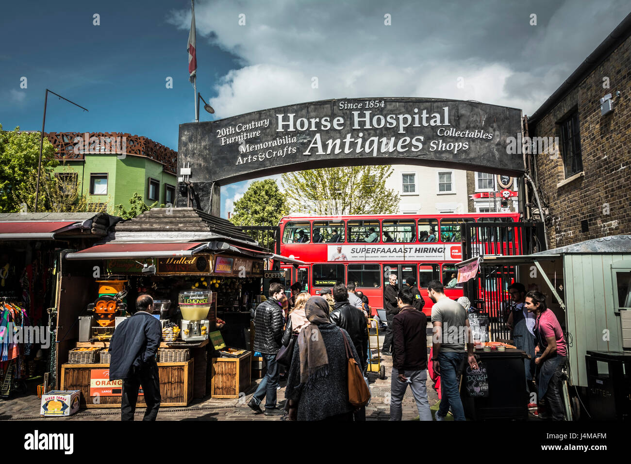 The Horse Hospital Antiques, Camden Market in NW1, London, UK Stock Photo