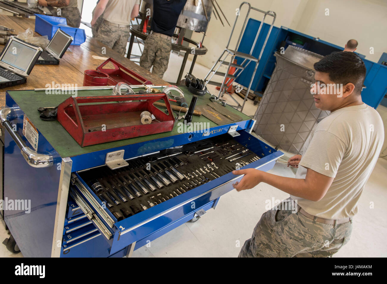 An Airman from the 18th Component Maintenance Squadron performs ...
