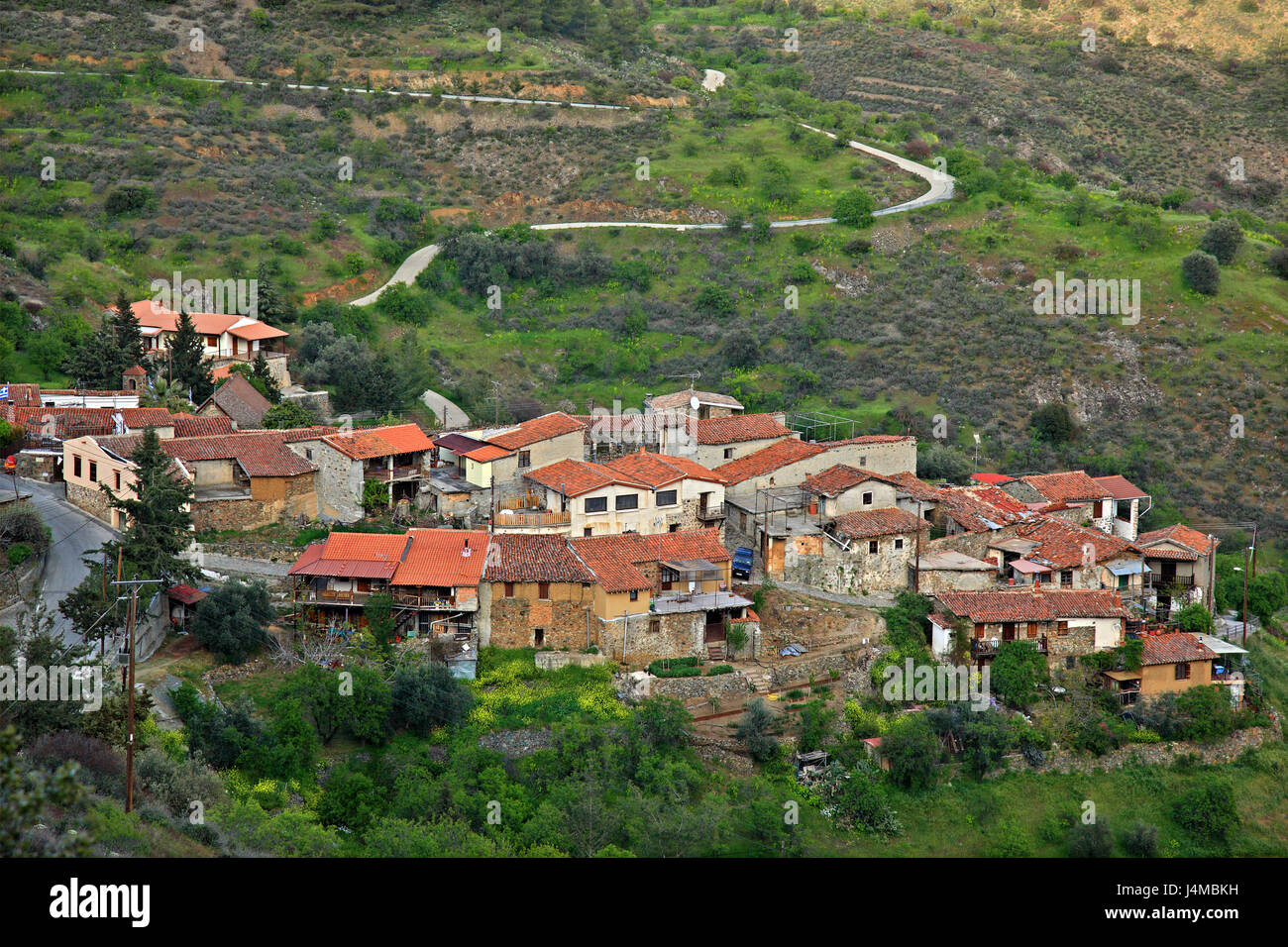 Lazanias village, one of the most beautiful and preserved mountainous villages of Cyprus, in the district of Nicosia (Lefkosia) Stock Photo