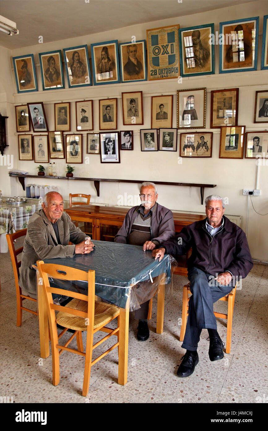 Traditional kafeneio ('coffee shop') at Arsos village, one of the 'Wine Villages' of Lemessos (Limassol) district, Cyprus. Stock Photo