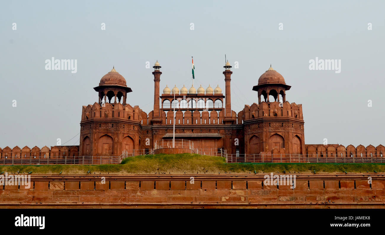 Red Fort is a historical fort, the main residence of the emperors of the Mughal dynasty for nearly 200 years Stock Photo