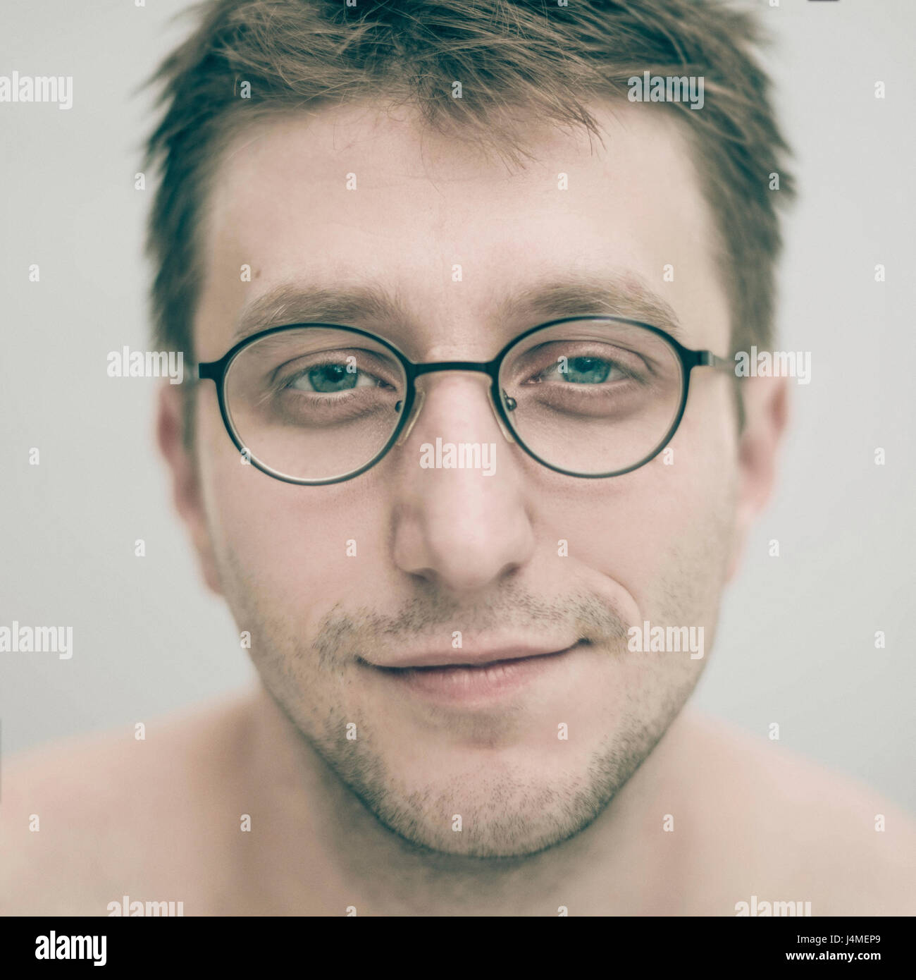 Portrait of smiling Caucasian man wearing eyeglasses Stock Photo