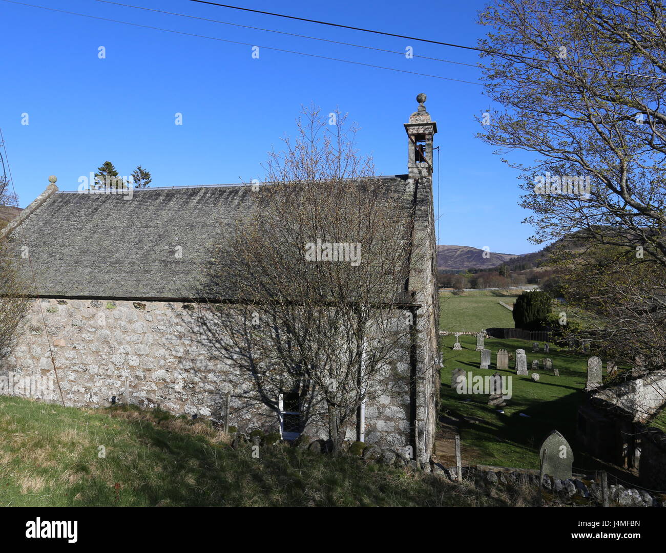 Spittal Scotland Parish Church Spittal of Glenshee and peak of Ben Gulabin Scotland May ...