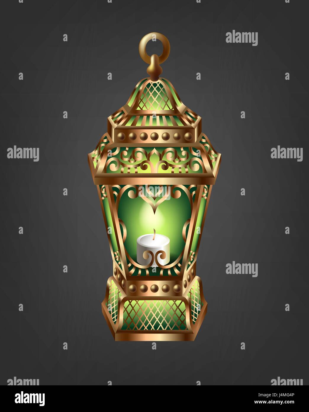 vintage gold lantern with a green glow Stock Vector Image & Art Alamy