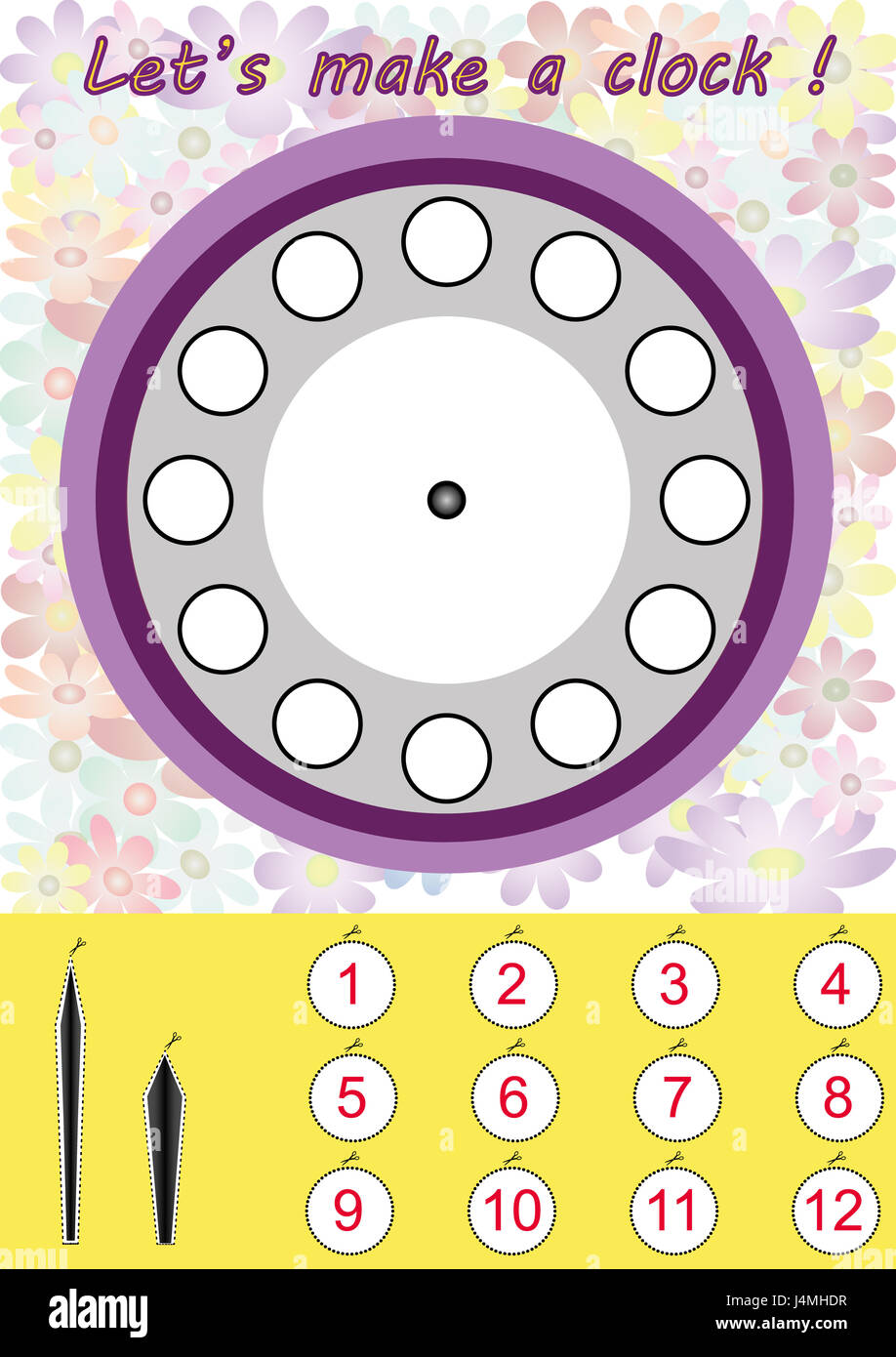 Let s Make A Clock Worksheet For Kids Stock Photo Alamy