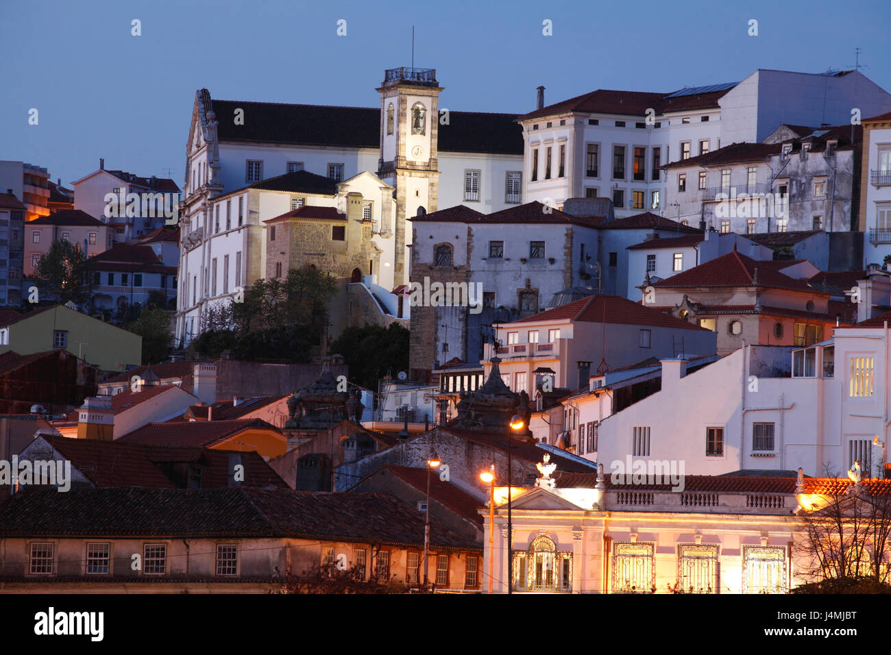 Old Town at dusk, Old Town, Coimbra, Portugal, Europe  I Altstadt, bei Abenddämmerung, Coimbra, Beira Litoral, Regio Centro, Portugal Stock Photo