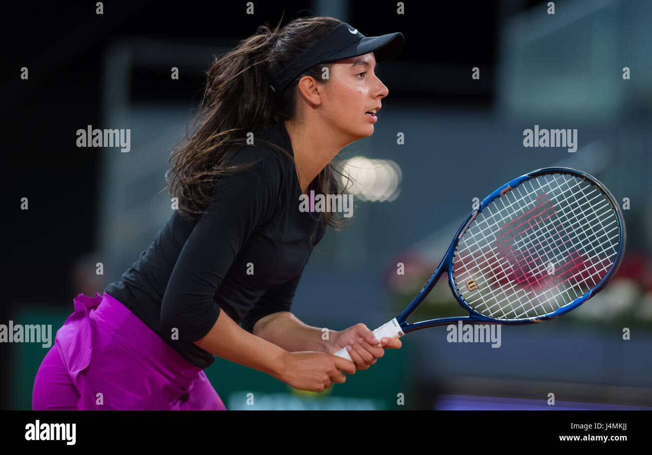 MADRID, SPAIN - MAY 9 : Oceane Dodin at the 2017 Mutua Madrid Open WTA Premier Mandatory tennis tournament Stock Photo