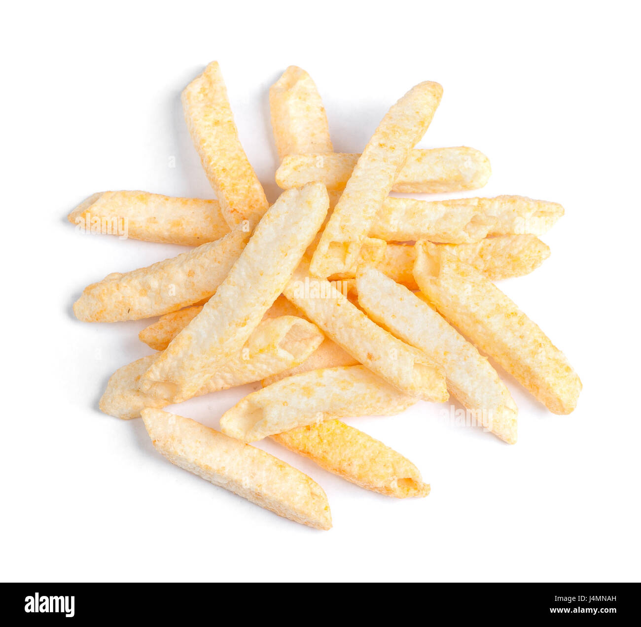 Heap of cheese puff sticks isolated on white background Stock Photo Alamy