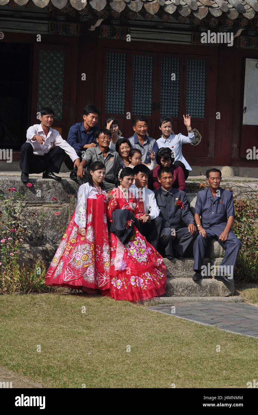 Wedding Party in Kaeson Koryo Museum, Kaesong, North Korea Stock Photo