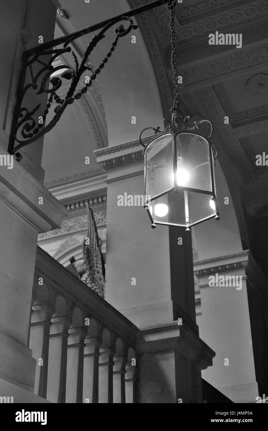 Victorian iron light above the staircase in Wallington Hall, Northumberland. Stock Photo