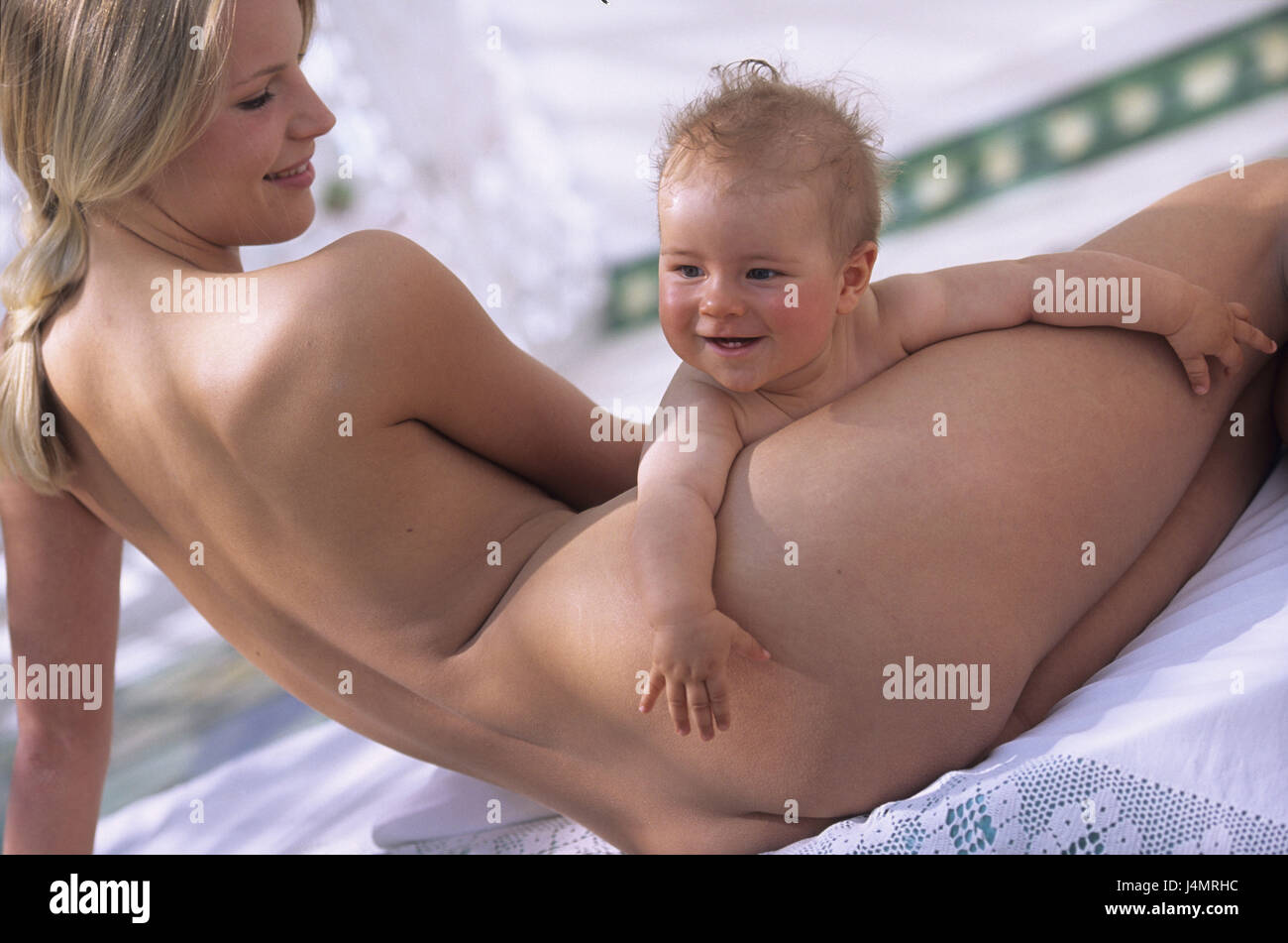 My mom nude Mother, baby, in the nude, woman, lie, back view, summer child, small, 5  months, infant, smile, shell contact, together, happily, happily, curled,  inside, conception, childhood, love, suture, security, affection, care,  allowance, closeness,