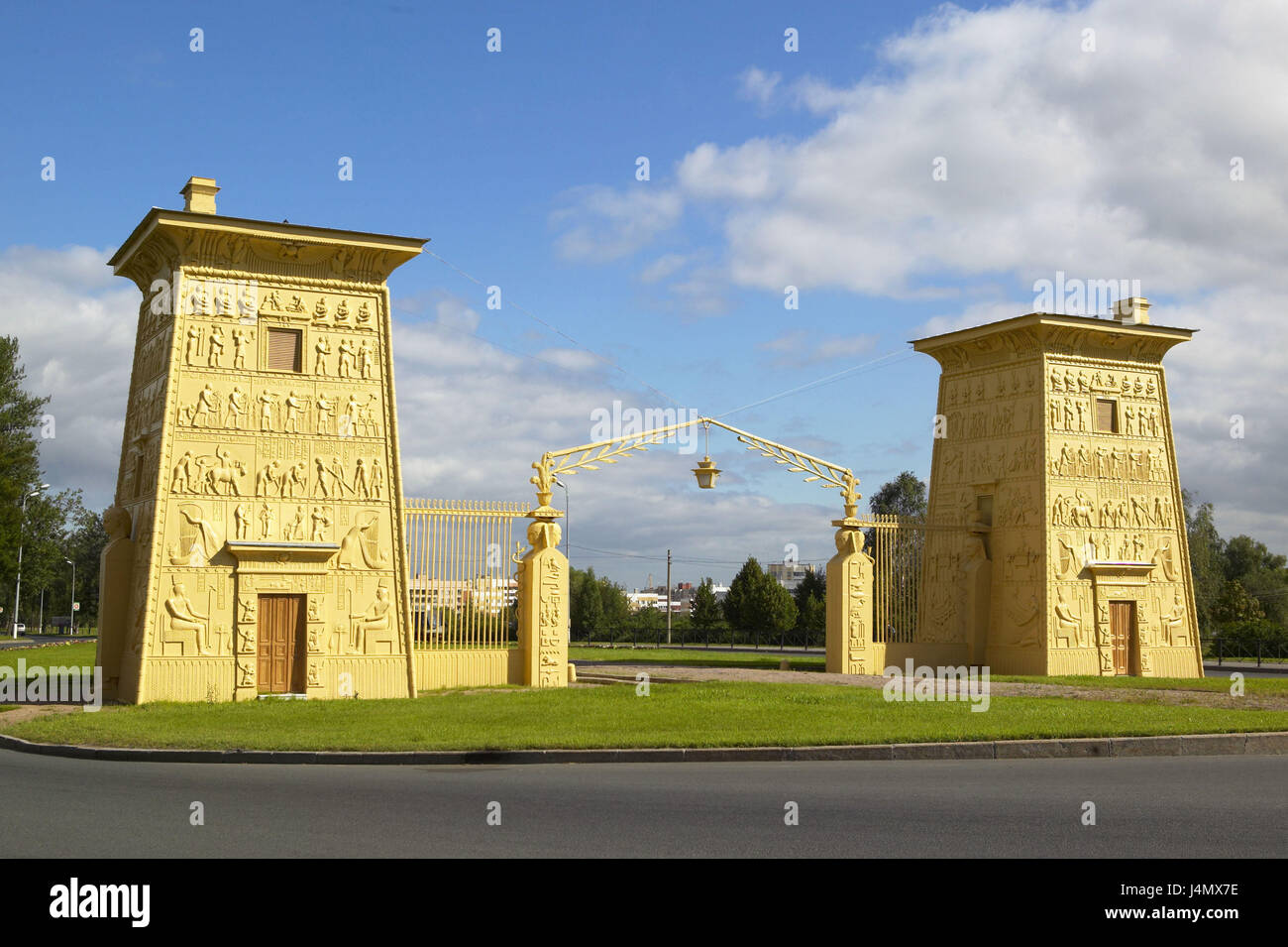Russia, St. Petersburg, Egyptian gate, czar's village town, czar's bunk Selo, architecture, Egyptian, structure, pillars, gate, place of interest Stock Photo