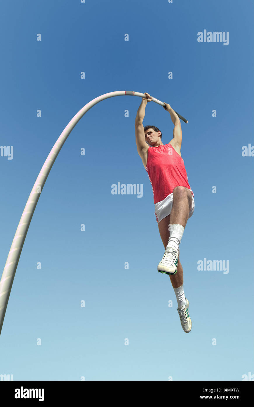 Athlete, pole vault, motion, from below athletics, man, sportsmen