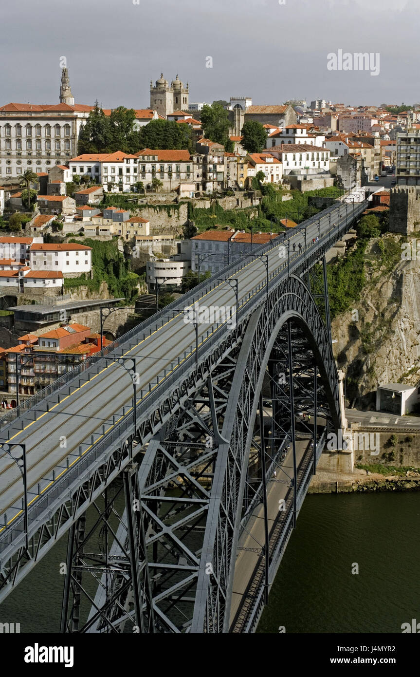 Ponte-Dom-Luis-I., flux Douro, flux Douro, postage, Portugal, Stock Photo