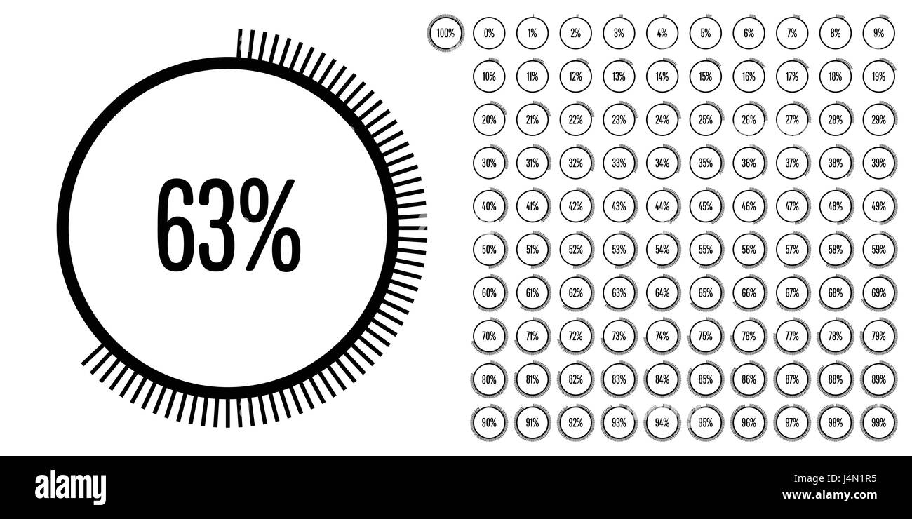 Set of circle percentage diagrams from 0 to 100 ready-to-use for web ...