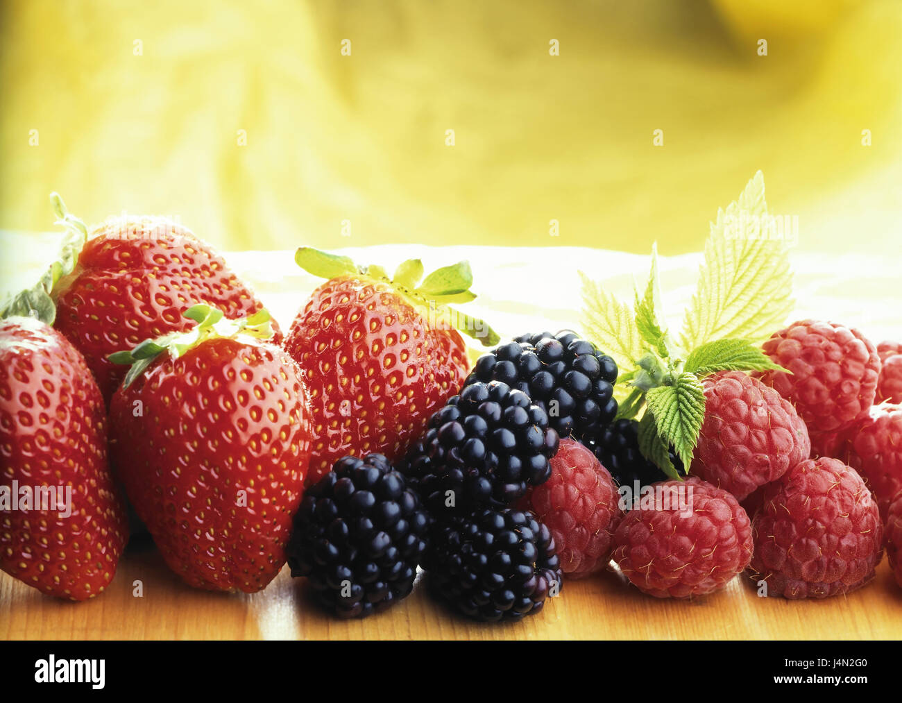 wooden surface, forest berries, fruit, fruits, berries, soft fruits ...