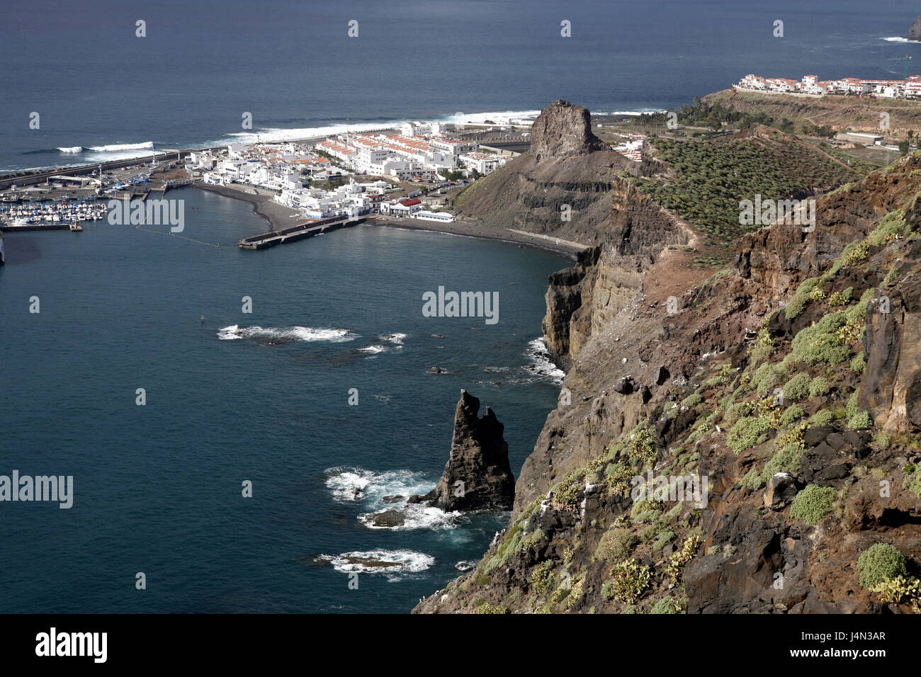 Spain, grain Canaria, Agaete, Puerto de read Nieves, local overview, harbour, Stock Photo