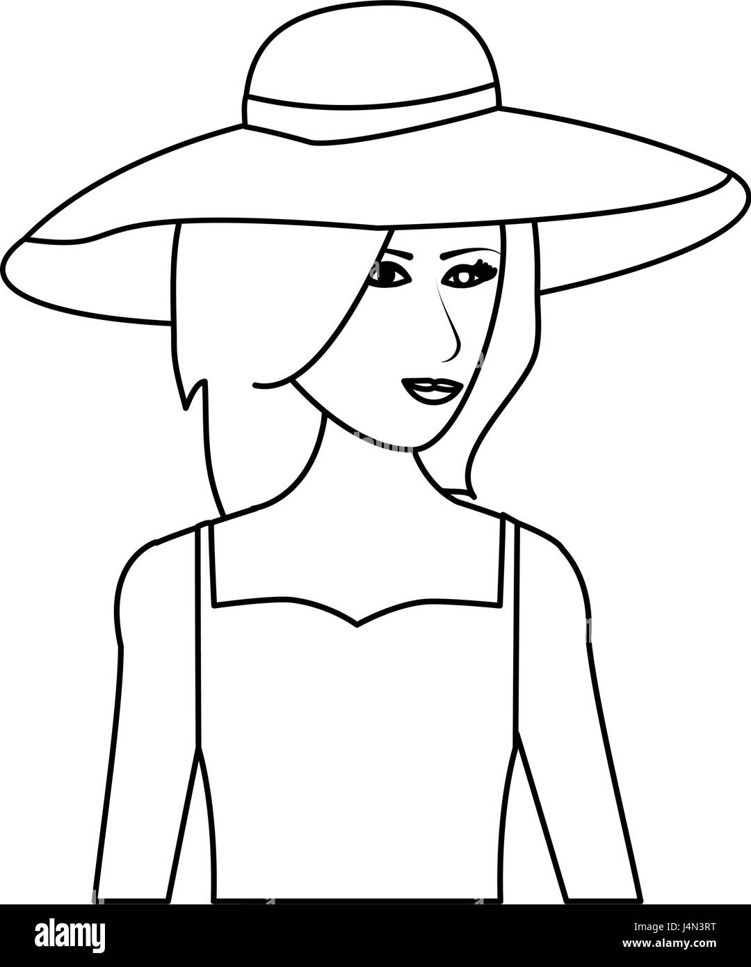 Cartoon woman wearing summer hat hi-res stock photography and images ...