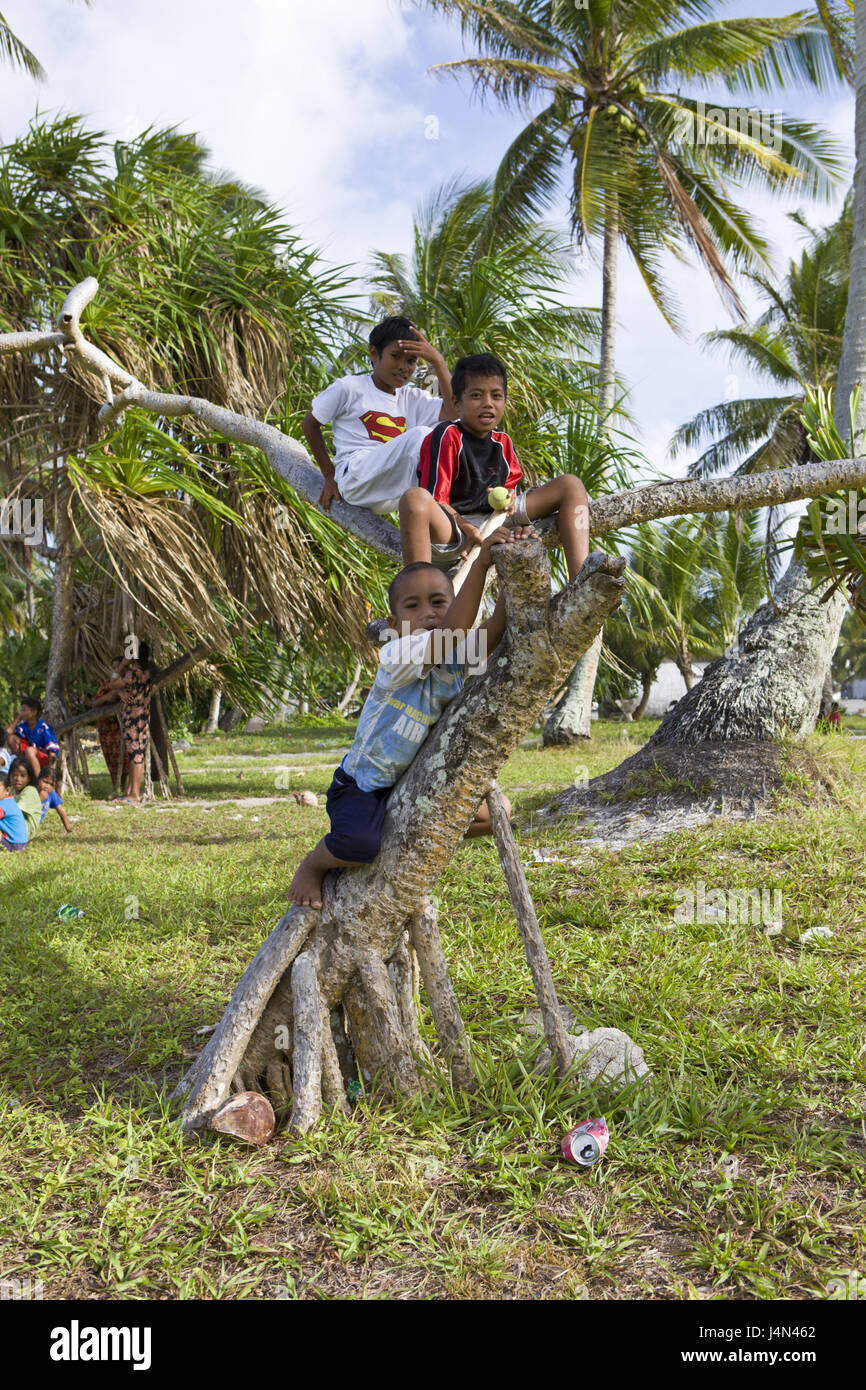 Children, island Woja, Marshall islands, Stock Photo