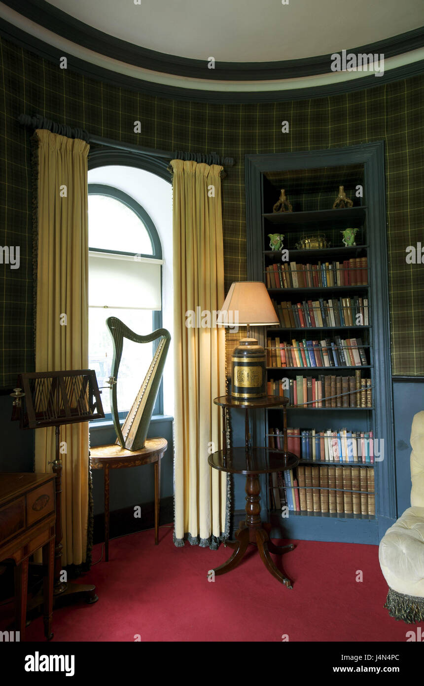 Ireland, Ulster, county Donegal, Donegal, Glenveagh national park, Glenveagh Castle, music room, Stock Photo