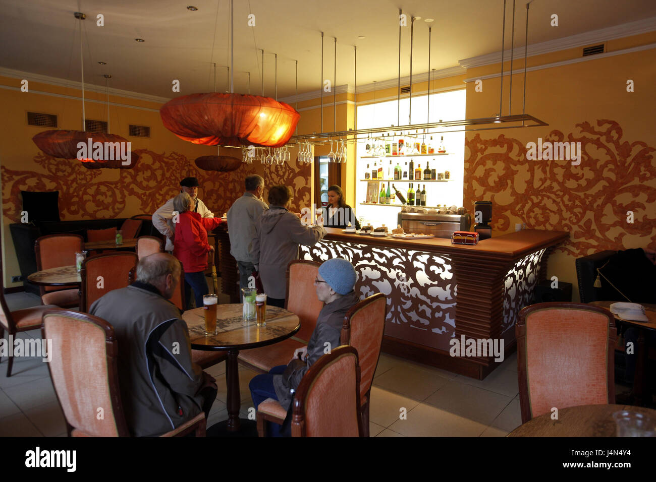 Latvia, Riga, Old Town, restaurant, guests, Stock Photo