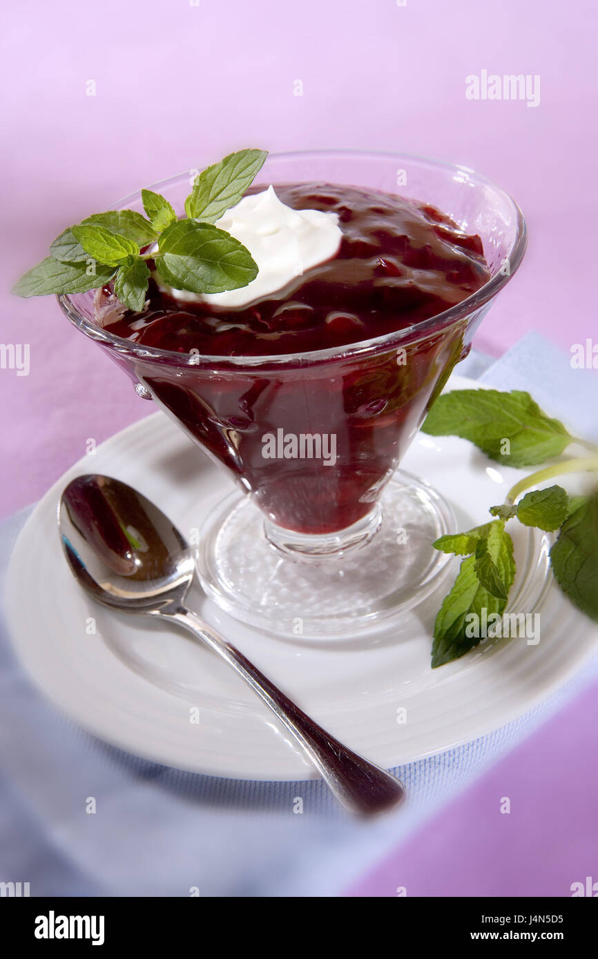 Dessert, red fruit pudding, dessert, glass peel, sweet, foetus dessert, sweetly, containing sugar, Food, Stock Photo