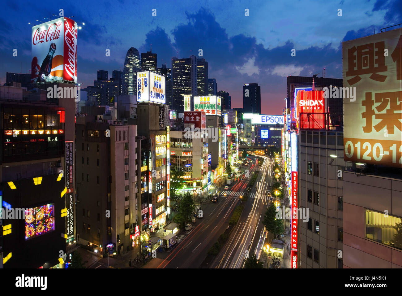Japan, Tokyo, Shinjuku District, Yasukuni avenue, dusk, Stock Photo