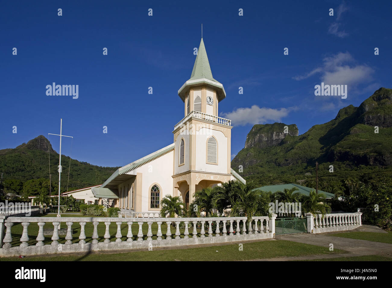French Polynesia, Bora Bora, Faanui Church, Stock Photo