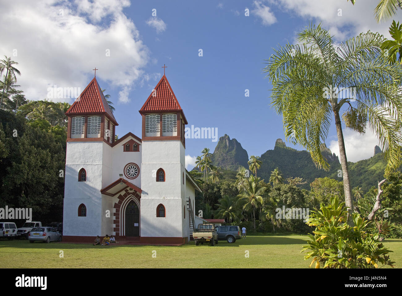 French Polynesia, Moorea, Haapiti Church, Stock Photo